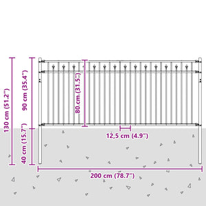 Φράχτης με Άκρες BAARLO 200 x 130 εκ Μαύρο