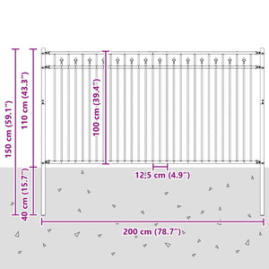 Φράχτης με Άκρες BAARLO 200 x 150 cm Μαύρο
