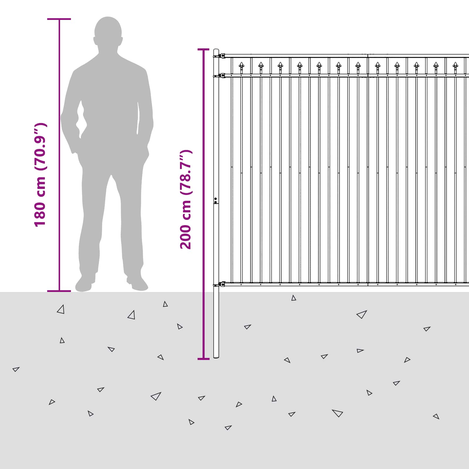 Φράχτης με Άκρες Μαύρο 200 x 200 cm - Pakobazaar