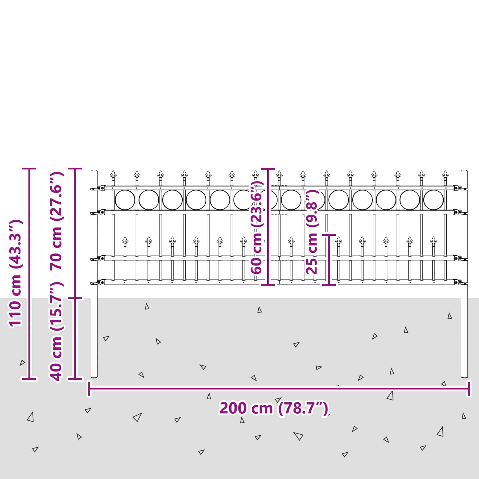 Φράχτης Σπάικ Ρινγκ Μαύρο 200 x 130 εκ - Pakobazaar