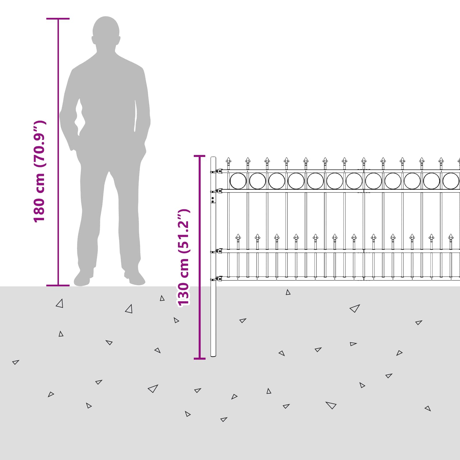 Φράχτης Σπάικ Ρινγκ Μαύρο 200 x 130 εκ