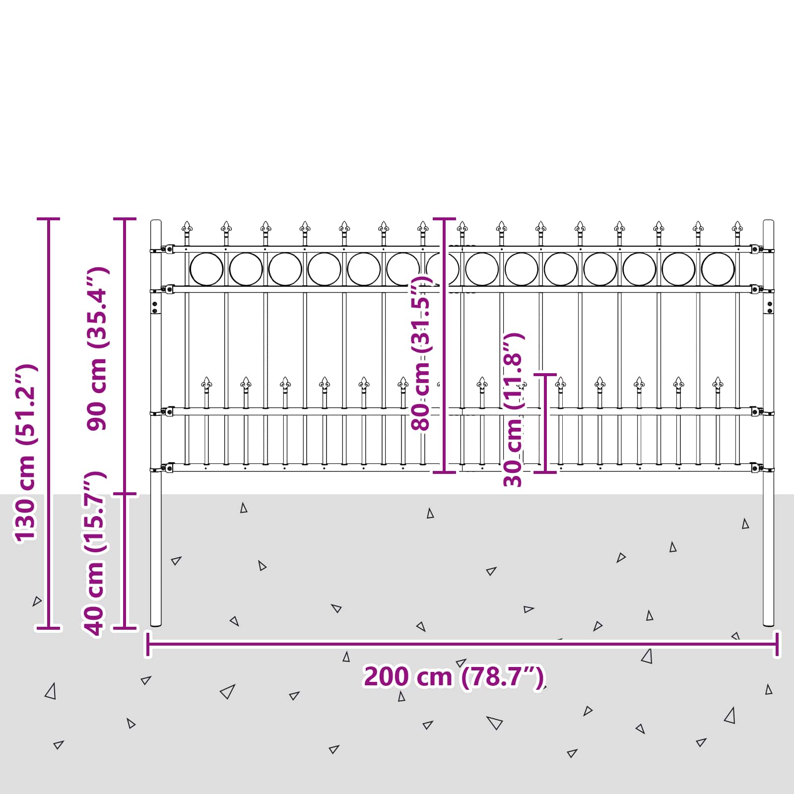 Φράχτης Σπάικ Ρινγκ Μαύρο 200 x 130 εκ