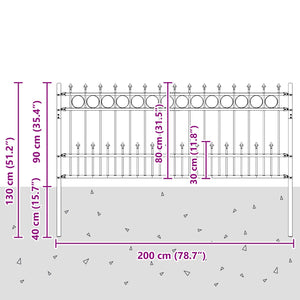 Φράχτης Σπάικ Ρινγκ HORST 200 x 130 εκ Μαύρο