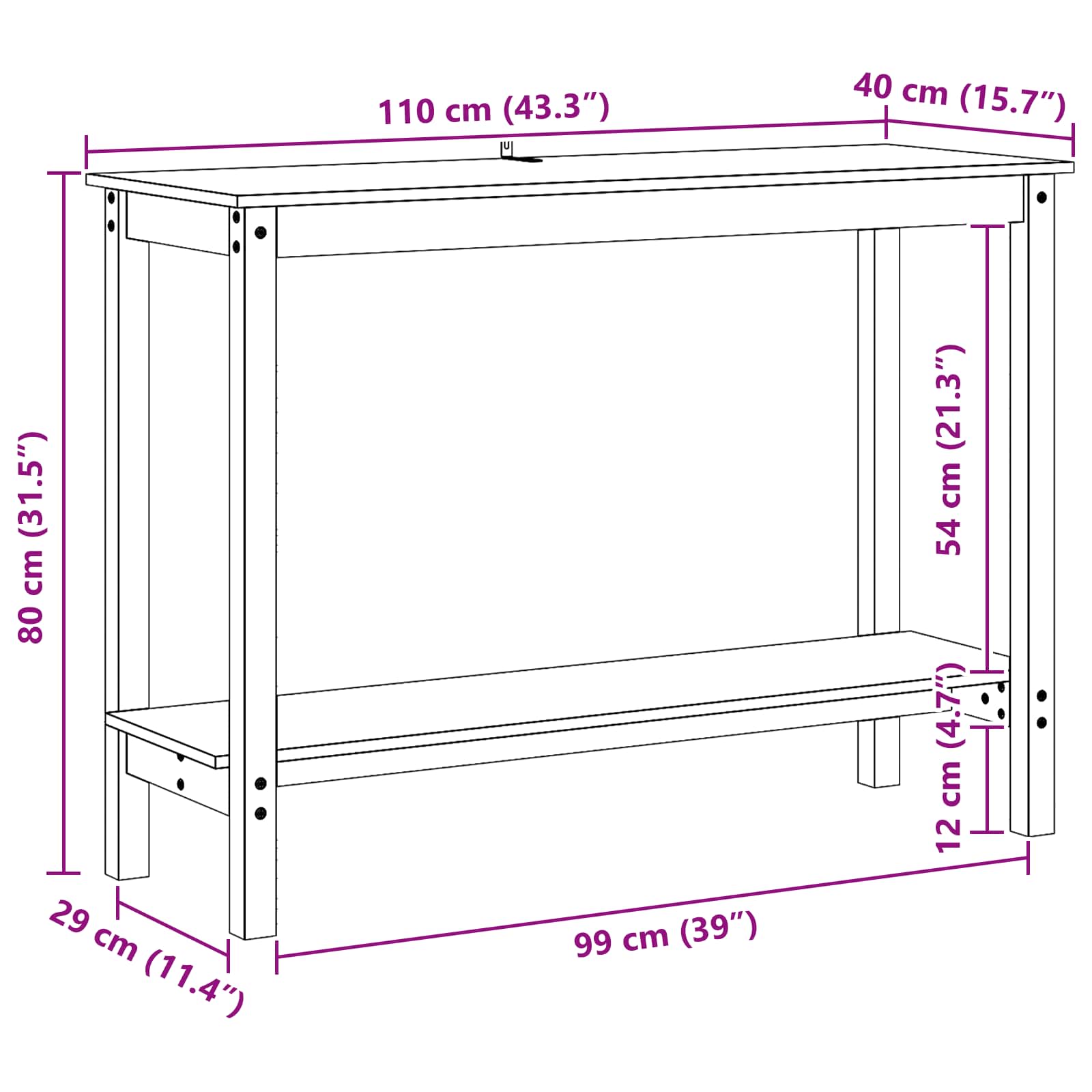 Τραπέζι κονσόλας Κερωμένο Καφέ 110 x 40 x 80 εκ Στερεό πεύκο - Pakobazaar