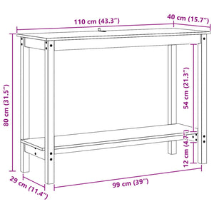 Τραπέζι κονσόλας Κερωμένο Καφέ 110 x 40 x 80 εκ Στερεό πεύκο - Pakobazaar