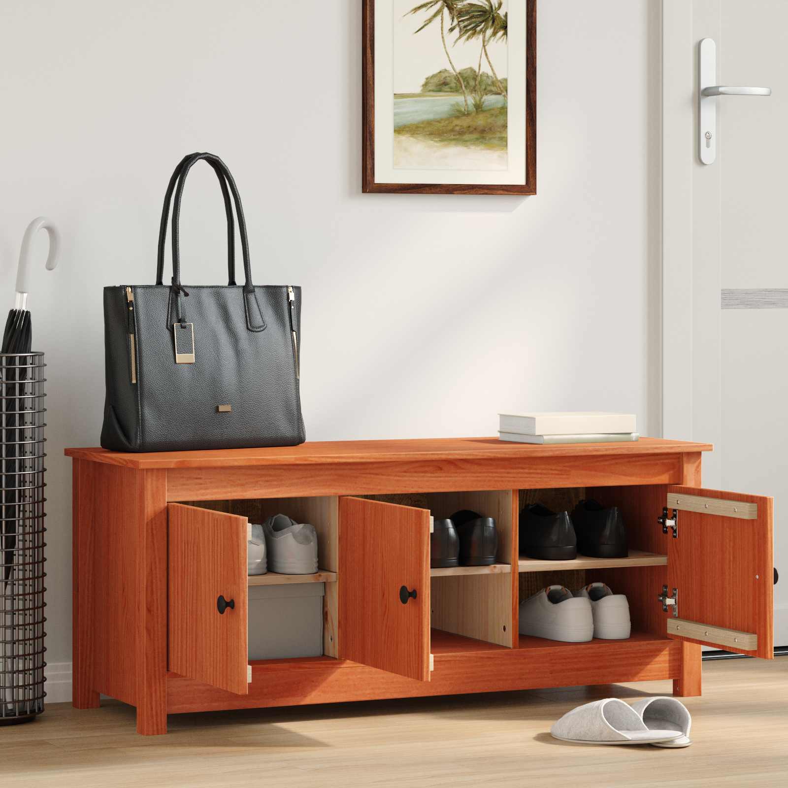 Ντουλάπα Παπουτσιών Κερωμένο Καφέ 110 x 38 x 45,5 εκ - Pakobazaar