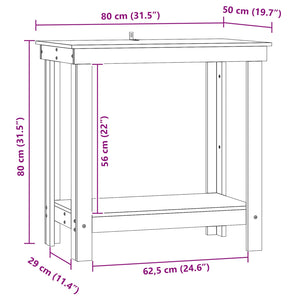 Πάγκος εργασίας Κερωμένο Καφέ 80 x 50 x 80 cm Στερεό πεύκο - Pakobazaar