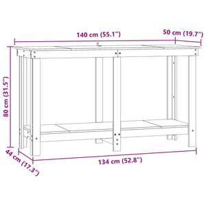 Πάγκος εργασίας Κερωμένο Καφέ 140 x 50 x 80 cm Στερεό πεύκο - Pakobazaar