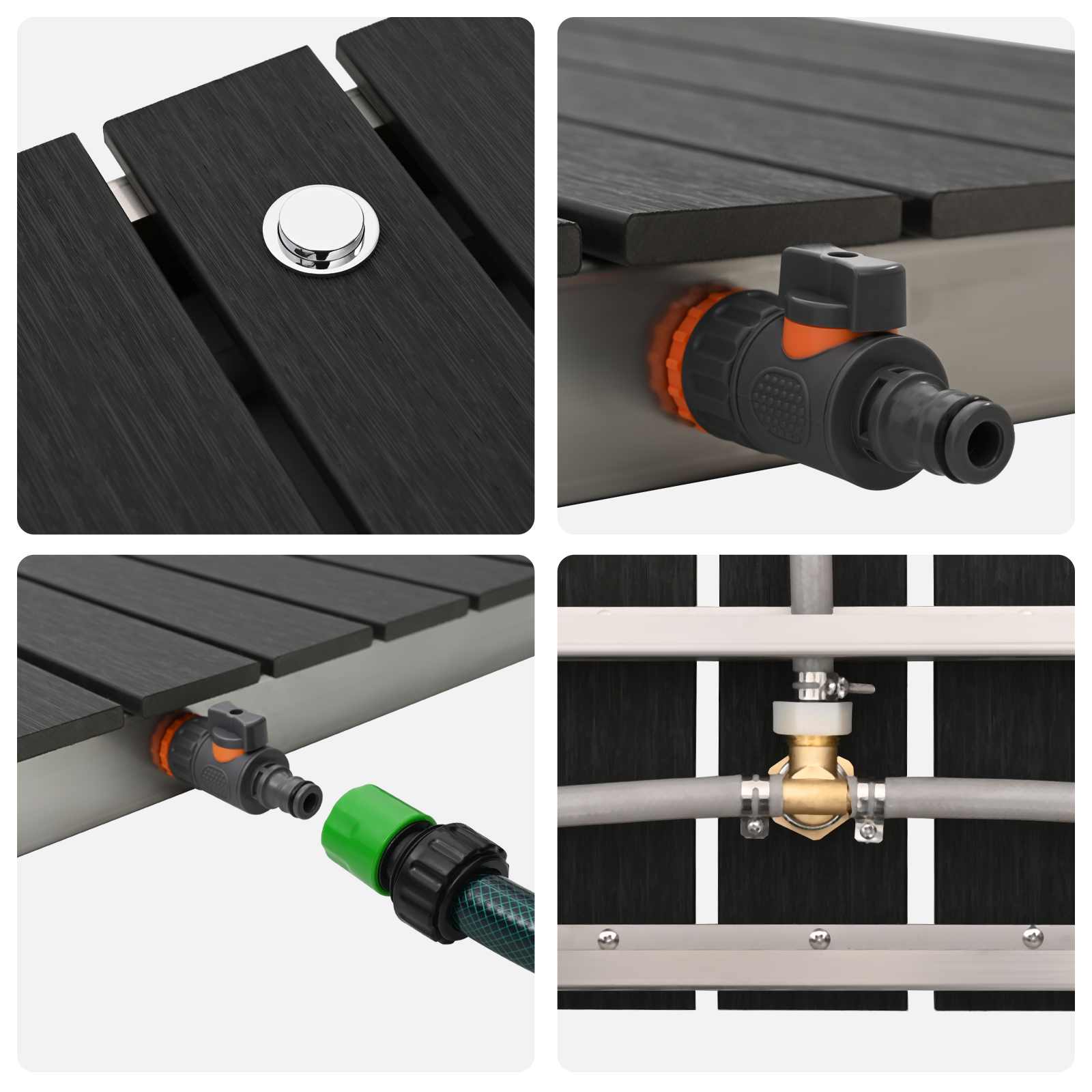 Ντους Δαπέδου Κήπου WPC και Ανοξείδωτο Ατσάλι 201 Ανθρακί