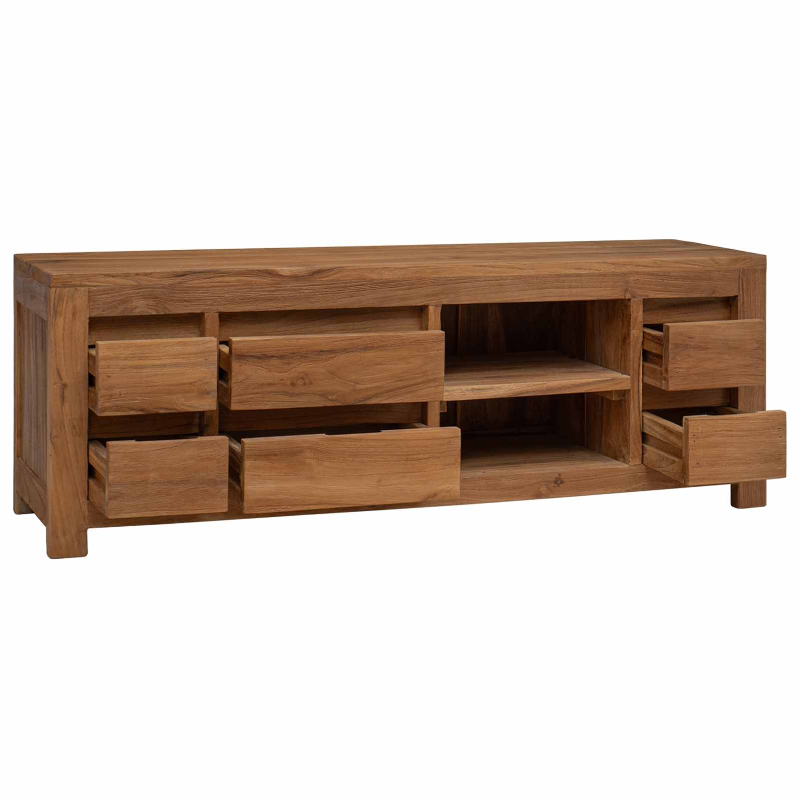 Έπιπλο τηλεόρασης 110 x 30 x 40 cm Φυσικό Στερεό Ξύλο Τίκ