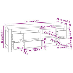 Έπιπλο τηλεόρασης 110 x 30 x 40 cm Φυσικό Στερεό Ξύλο Τίκ - Pakobazaar