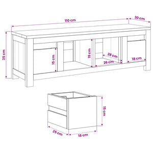 Ντουλάπι TV 110 x 30 x 35 cm Φυσικό Στερεό Ξύλο Τίκ - Pakobazaar