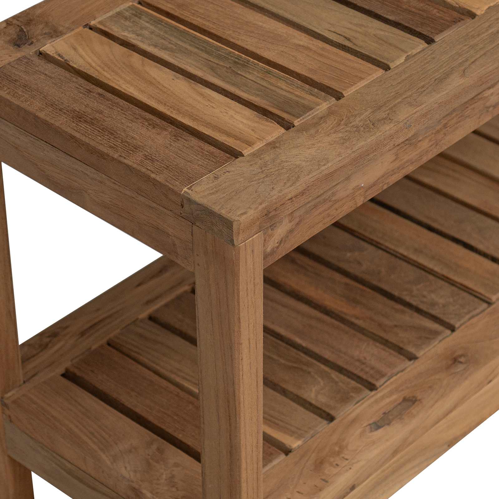 Τραπεζάκι Μπάνιου Φυσικό 60 x 30 x 45 cm Στερεό Ξύλο Τίκ