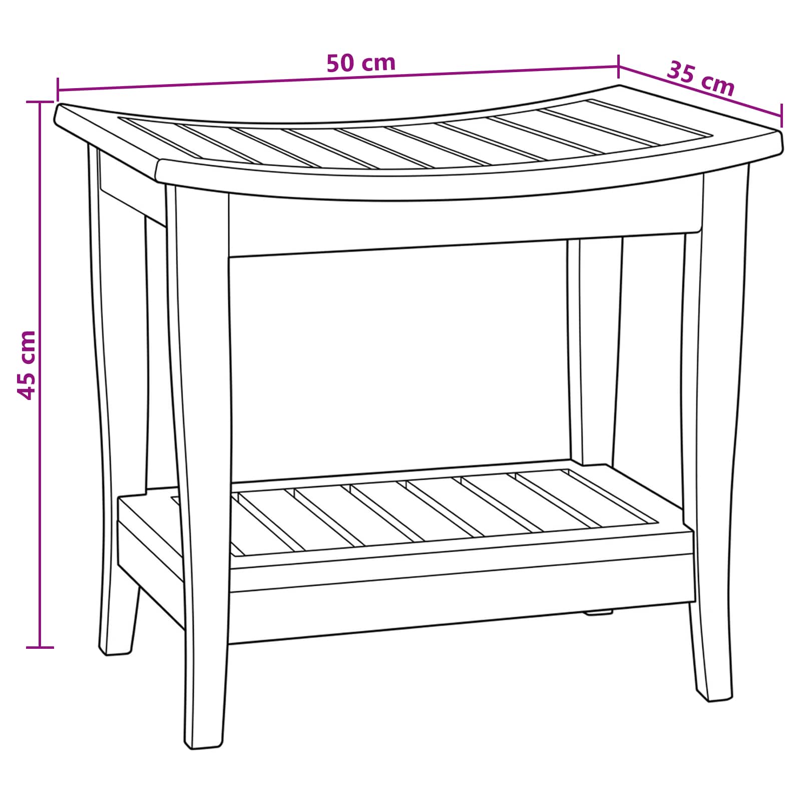 Τραπέζι Πλευρικής Μπανιέρας Φυσικό 50 x 35 x 45 cm