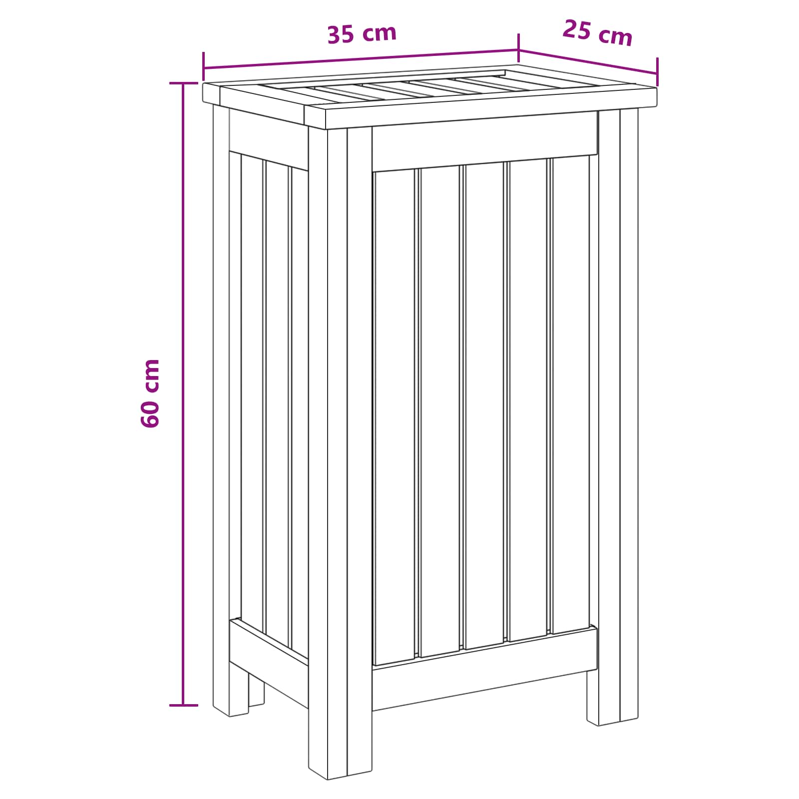 Καλάθι Πλυντηρίου Φυσικό 35 x 25 x 60 cm Στερεό Ξύλο Τίκ