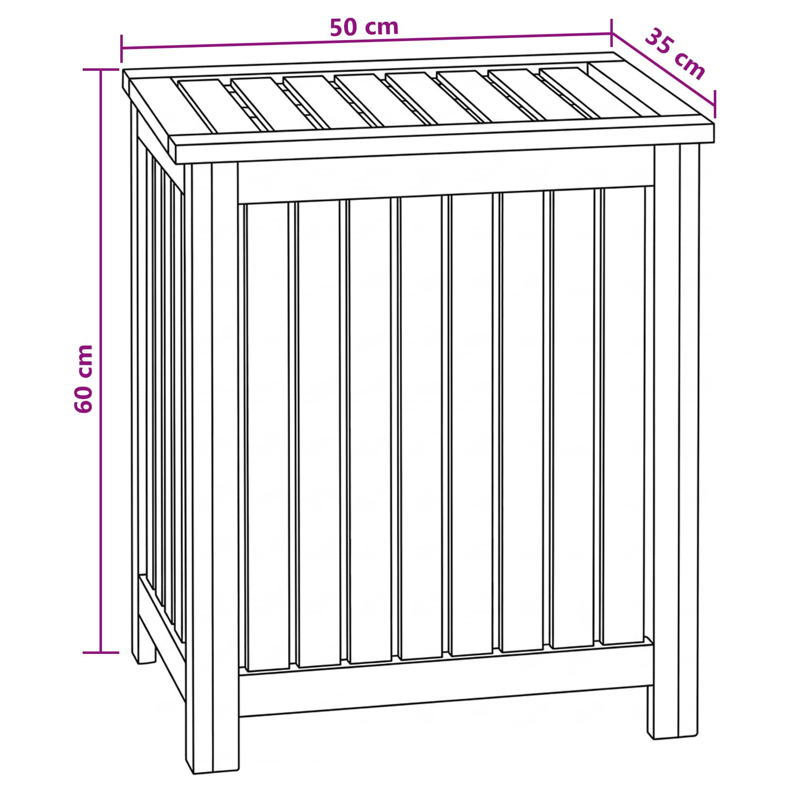 Καλάθι Πλυντηρίου Φυσικό 50 x 35 x 60 cm Στερεό Ξύλο Τίκ