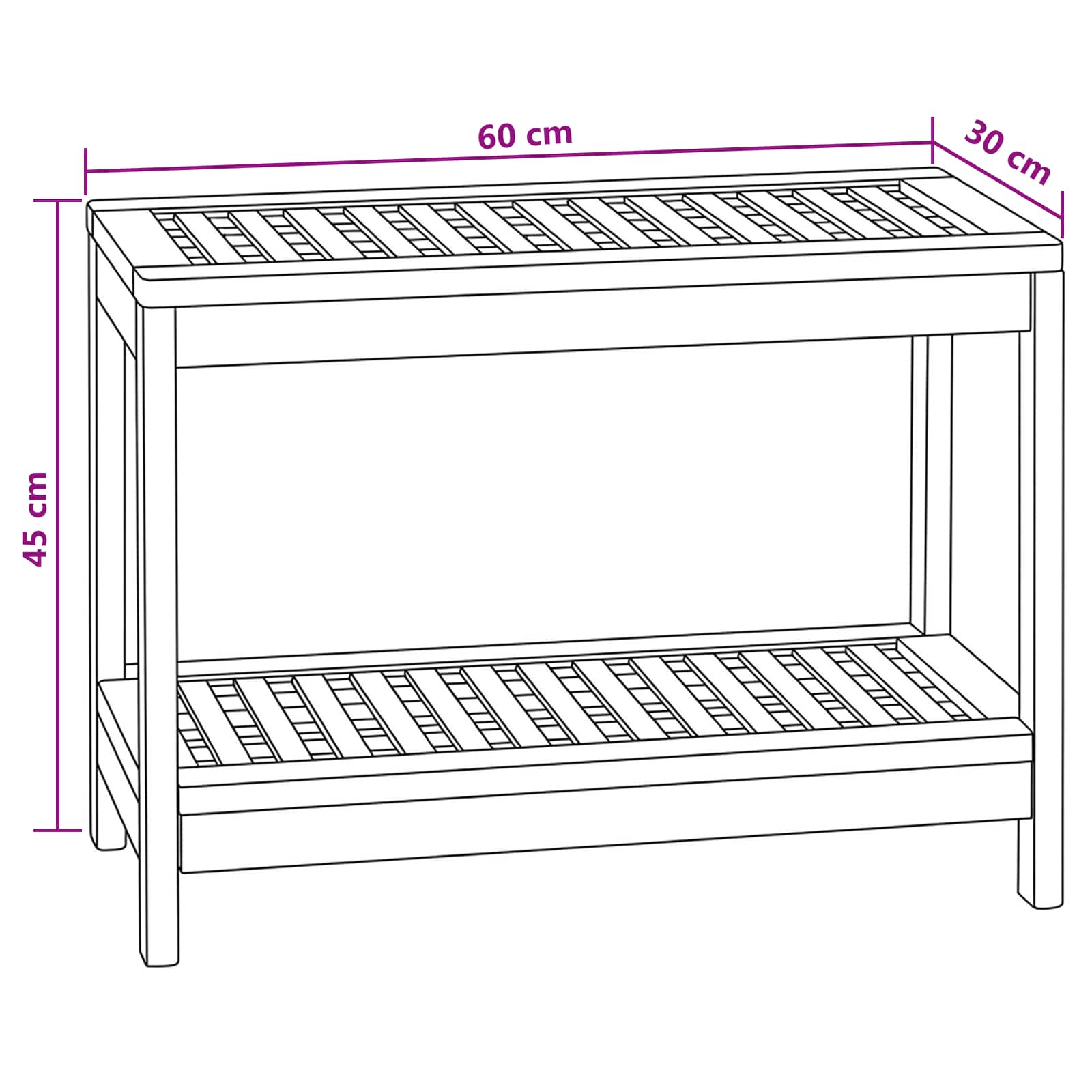 Τραπέζι Πλευρικής Μπανιέρας Φυσικό 60 x 30 x 45 cm