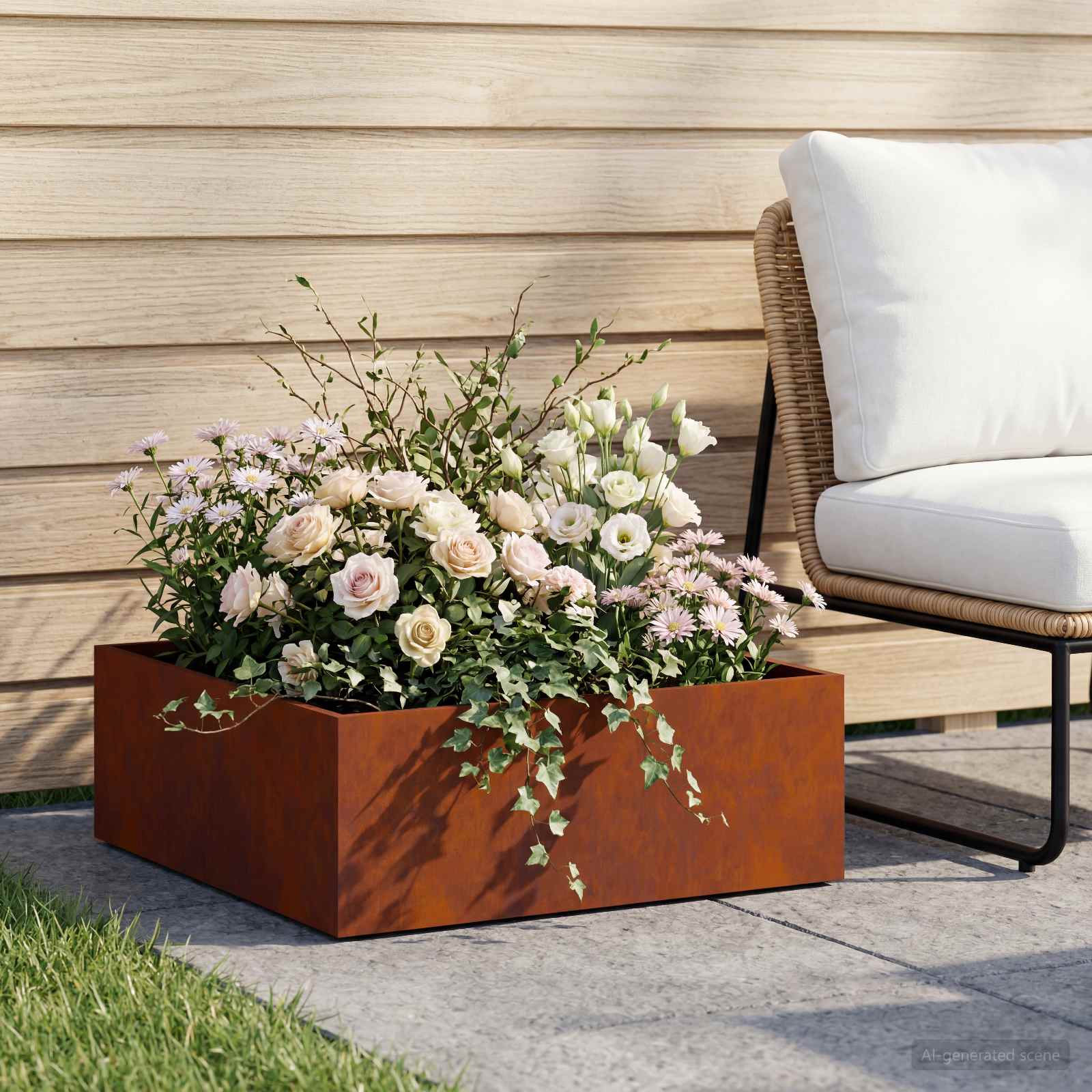 Γλάστρα Κήπου Σκ rusty 60 x 60 x 20 εκ - Pakobazaar