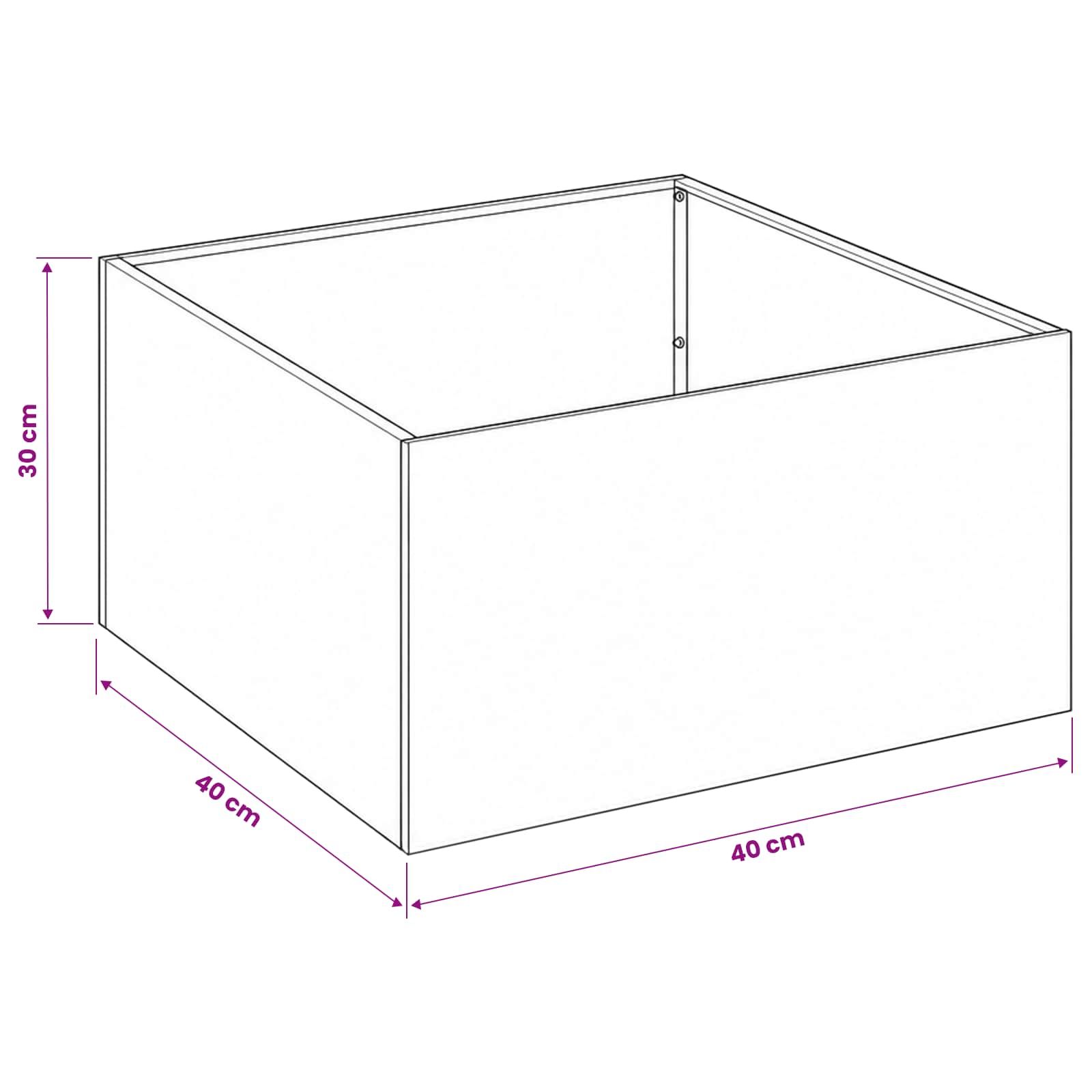 Γλάστρα Κήπου Μαύρο 40 x 40 x 30 cm Ψυχρής έλασης χάλυβας - Pakobazaar