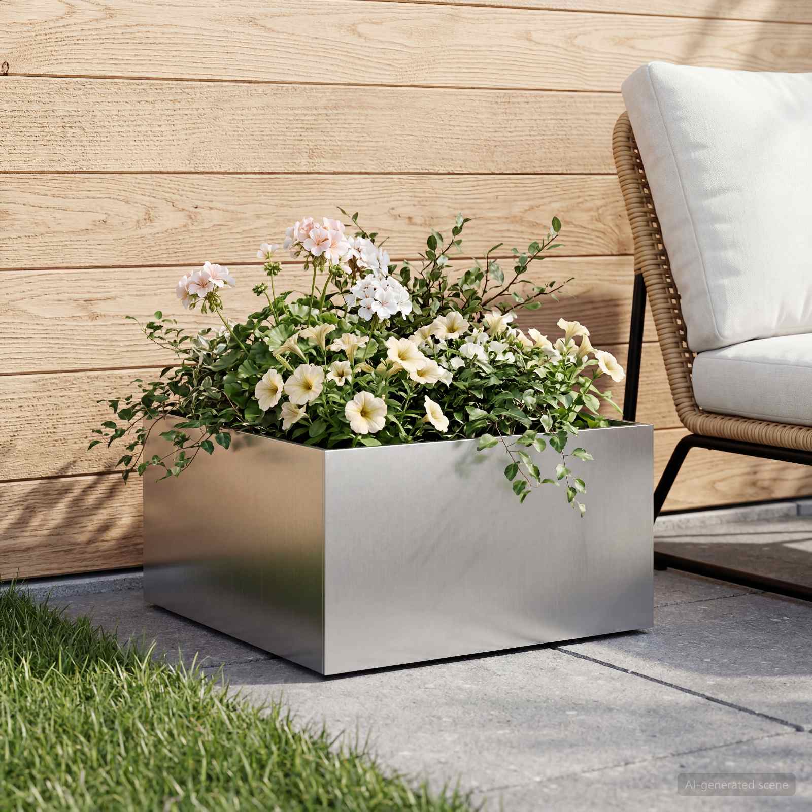 Γλάστρα Κήπου Ασημί 60 x 60 x 30 cm Γαλβανισμένος Χάλυβας - Pakobazaar