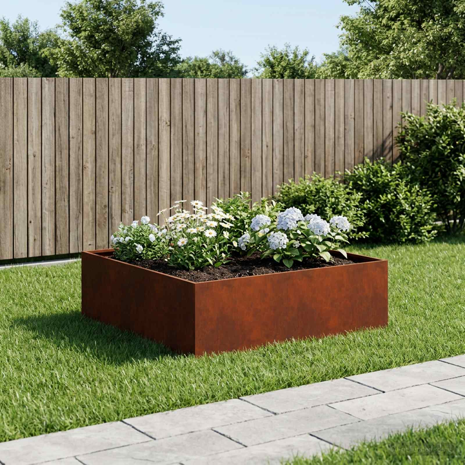 Γλάστρα Κήπου Σκ rusty 100 x 100 x 30 cm