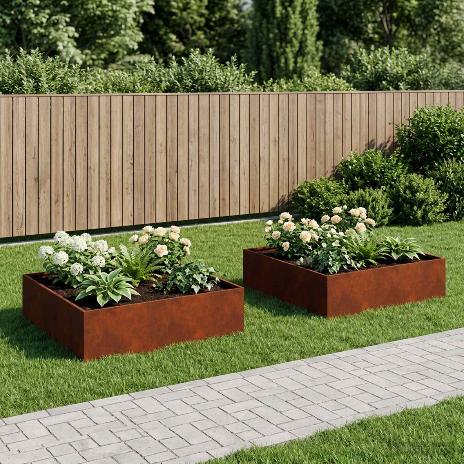 Γλάστρα Κήπου 2 τμχ. Σκ rusty 100 x 100 x 30 cm - Pakobazaar