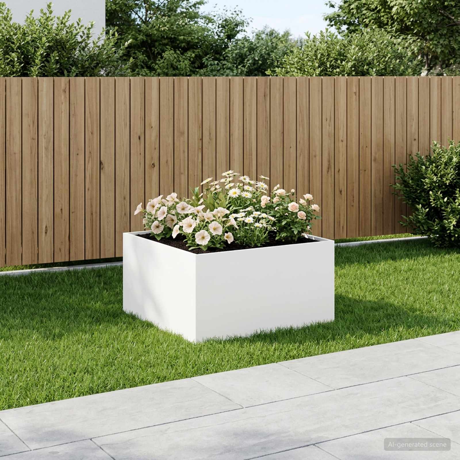 Γλάστρα Κήπου Λευκό 60 x 60 x 40 cm Ψυχρής έλασης χάλυβας - Pakobazaar