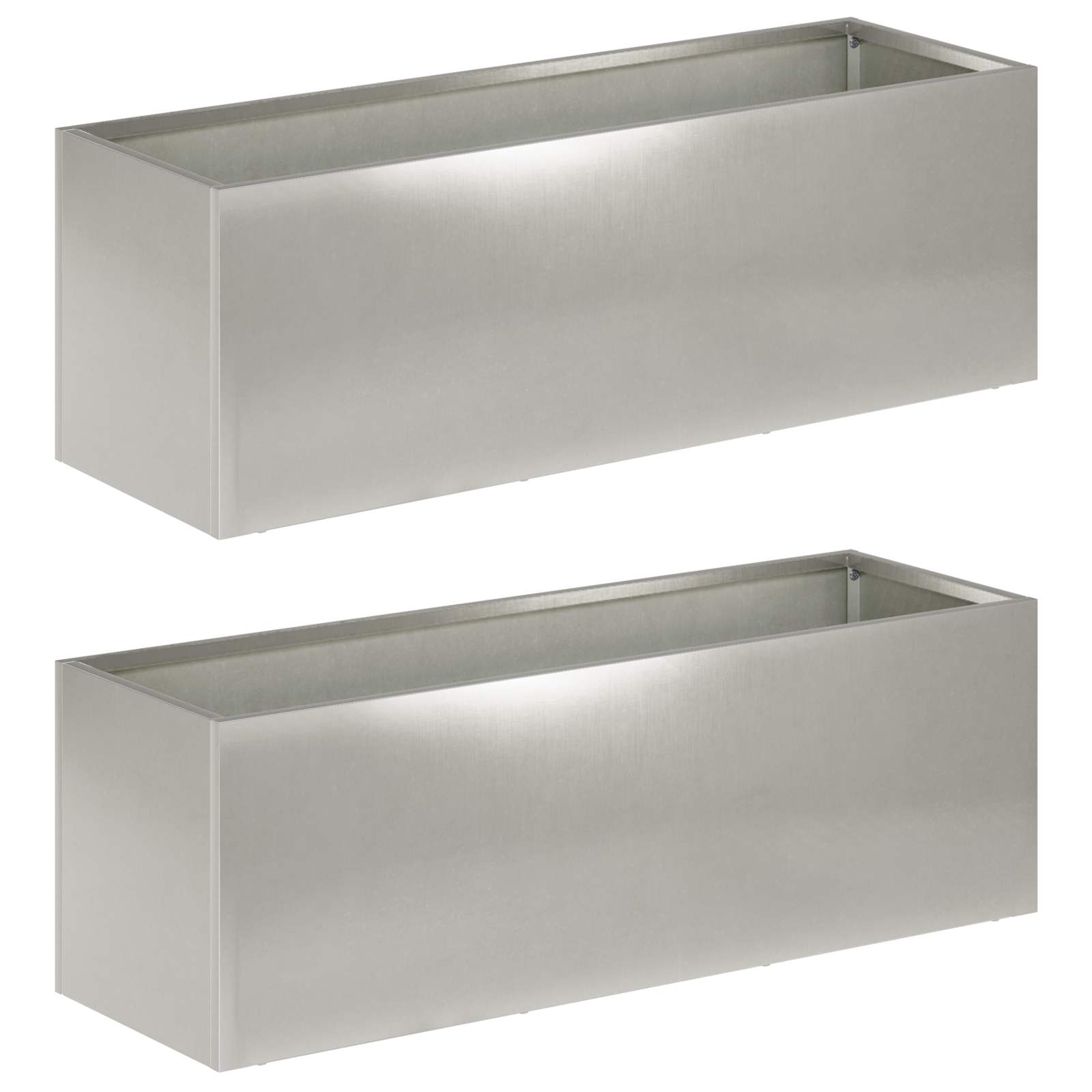 Γλάστρα Κήπου 2 τμχ. Ασημί 60 x 20 x 20 εκ. Ανοξείδωτο Ατσάλι