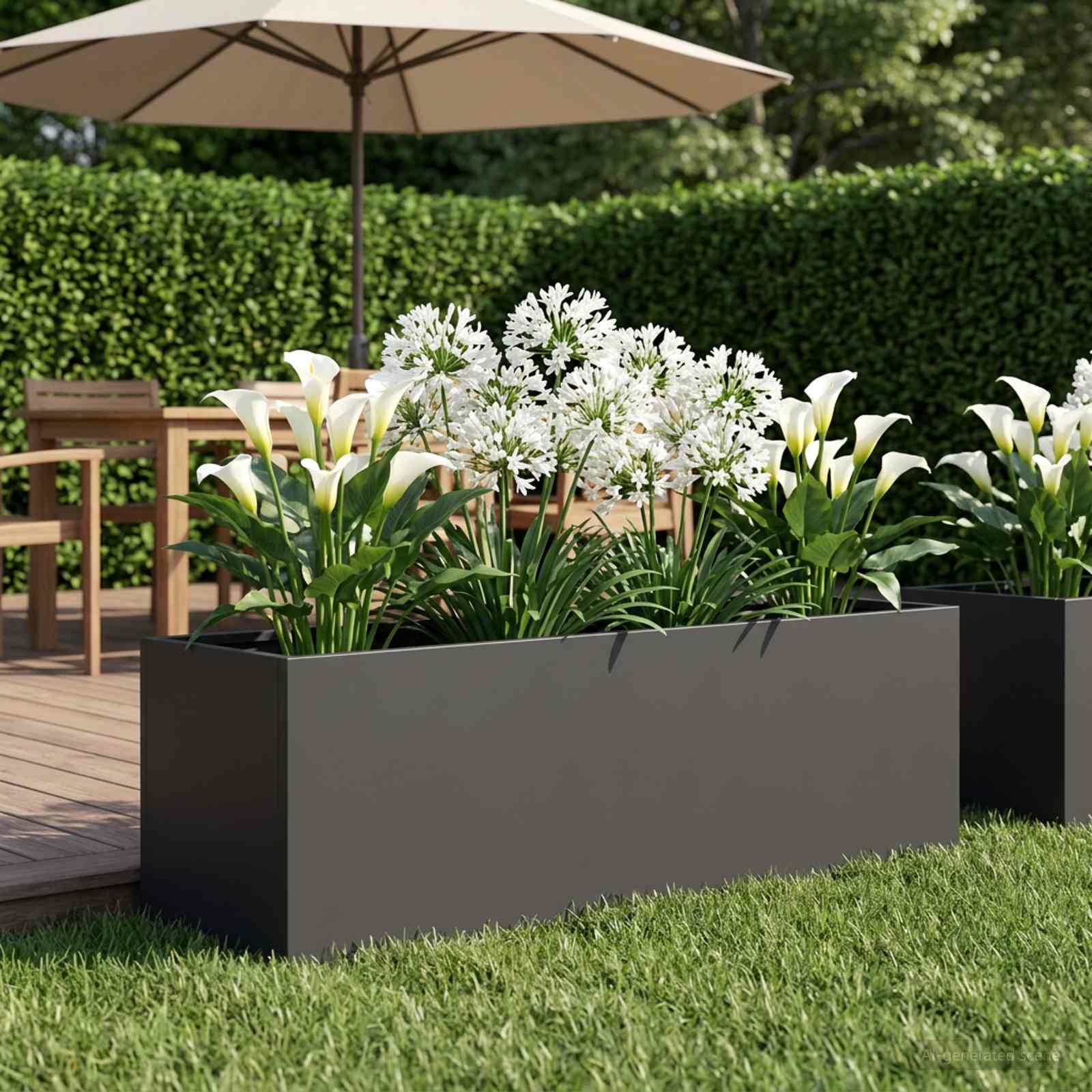 Γλάστρα Κήπου Μαύρο 100 x 30 x 30 cm Ψυχρής έλασης χάλυβας