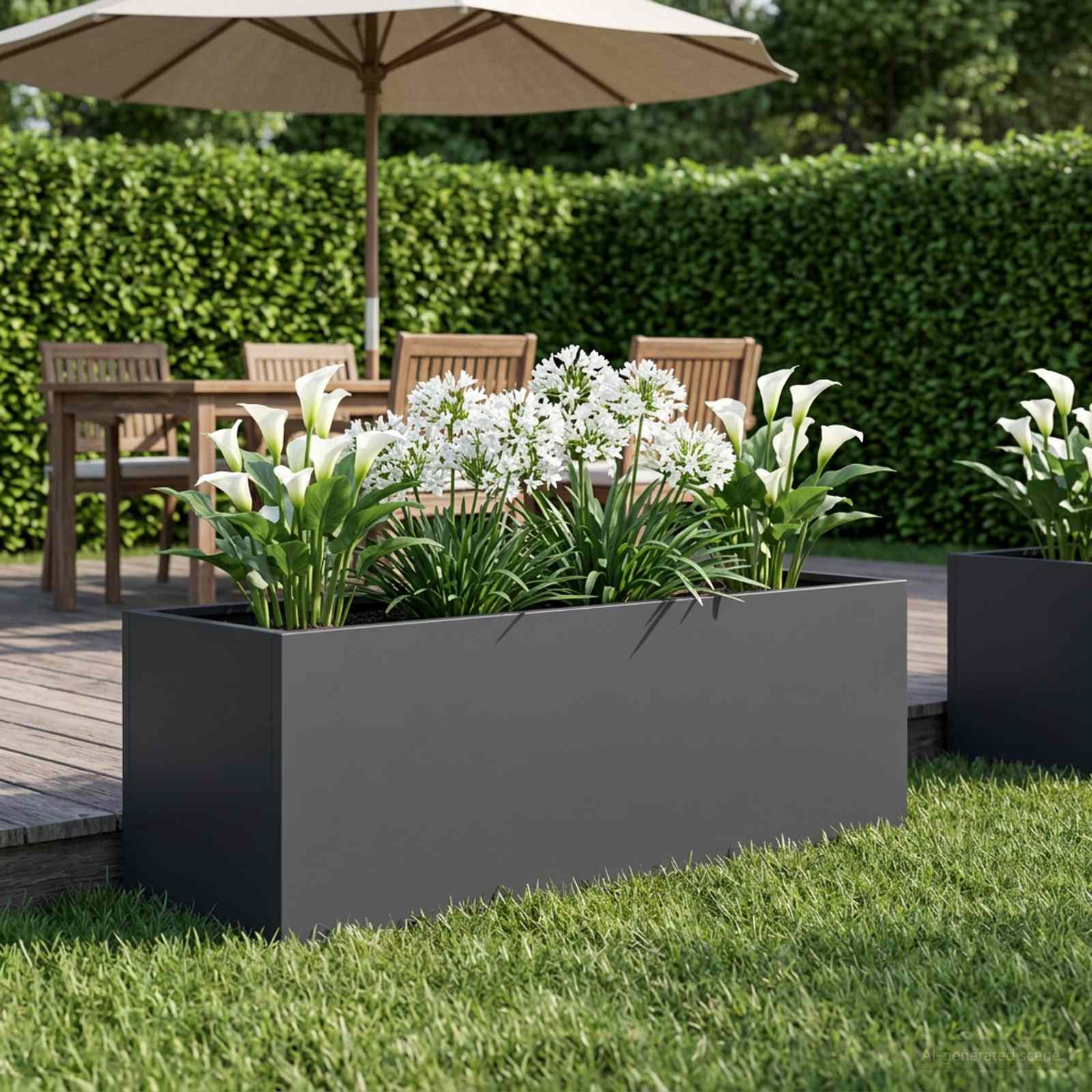Γλάστρα Κήπου Ανθρακί 100 x 30 x 30 cm Ψυχρής έλασης χάλυβας - Pakobazaar