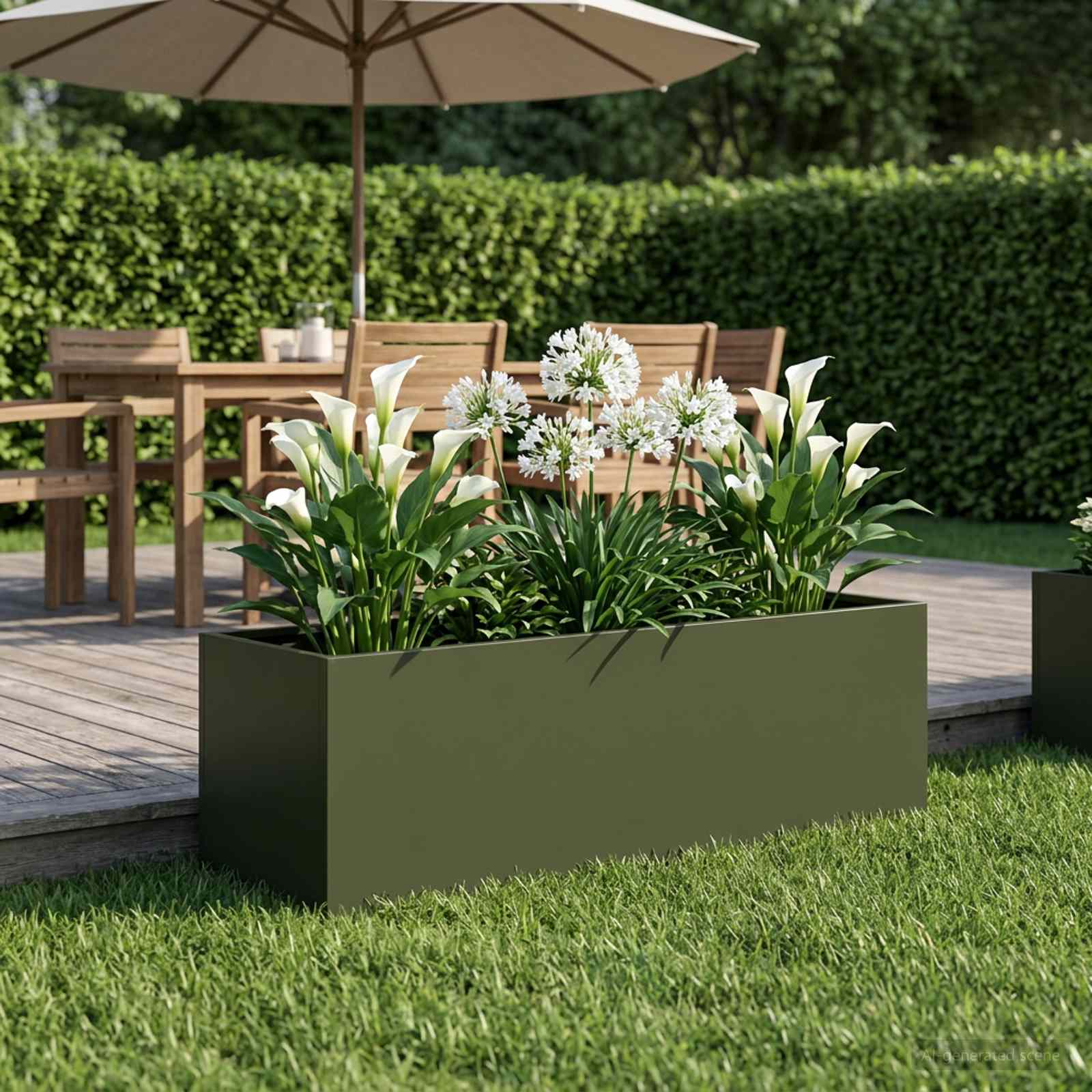 Γλάστρα Κήπου Λαδί 100 x 30 x 30 cm Ψυχρής έλασης χάλυβας - Pakobazaar