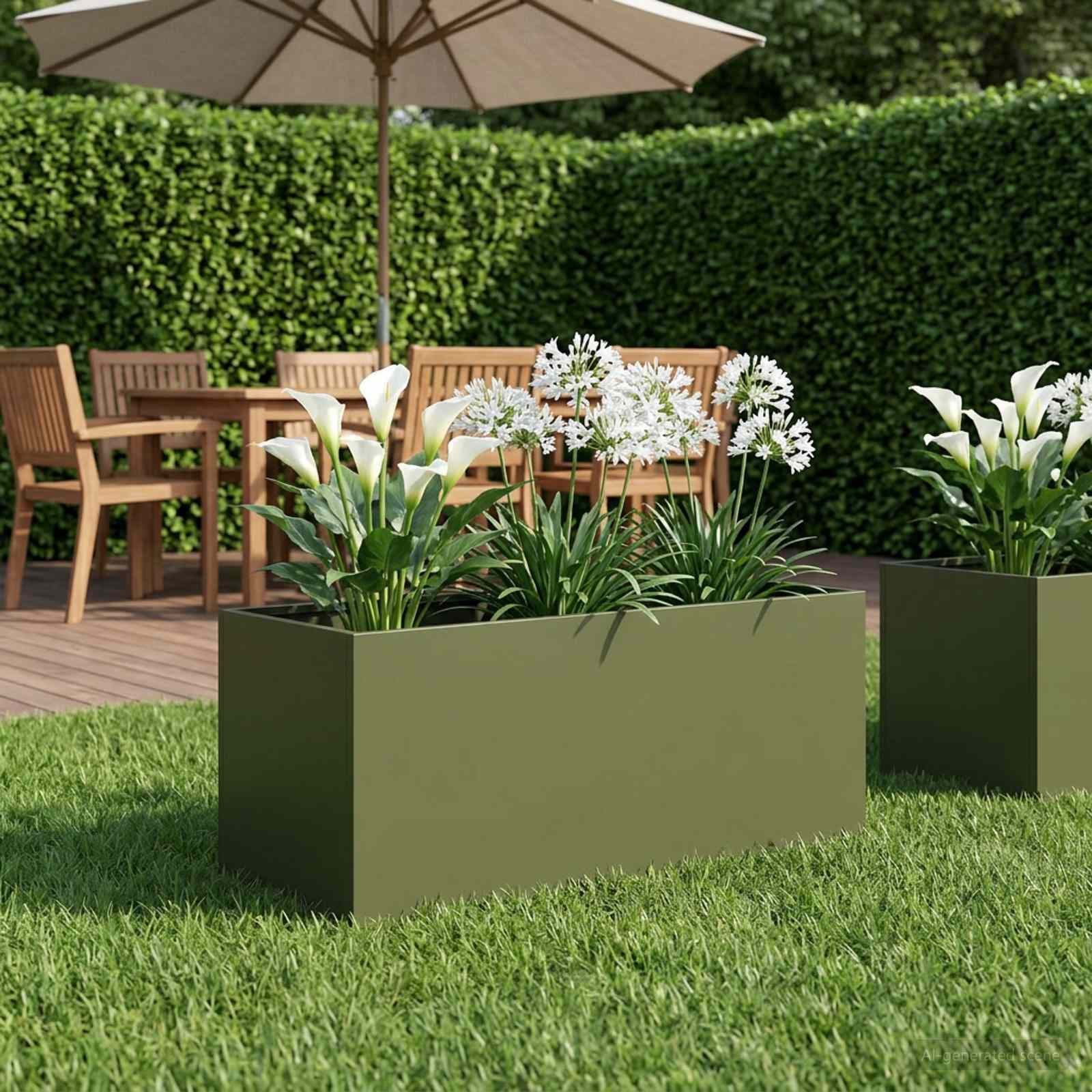 Γλάστρα Κήπου Λαδί 100 x 40 x 40 cm Ψυχρής έλασης χάλυβας