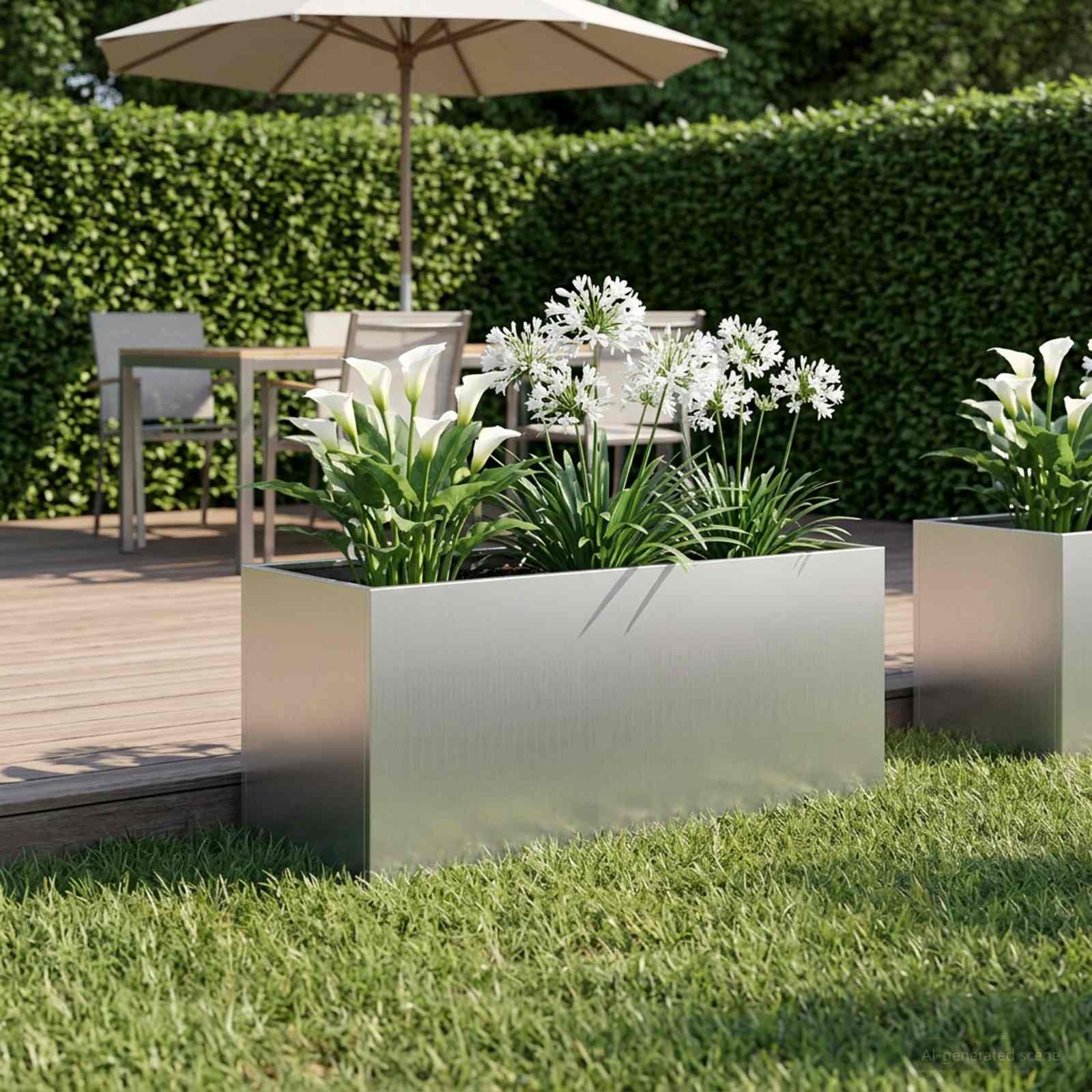 Γλάστρα Κήπου Ασημί 100 x 40 x 40 cm Γαλβανισμένος Χάλυβας - Pakobazaar