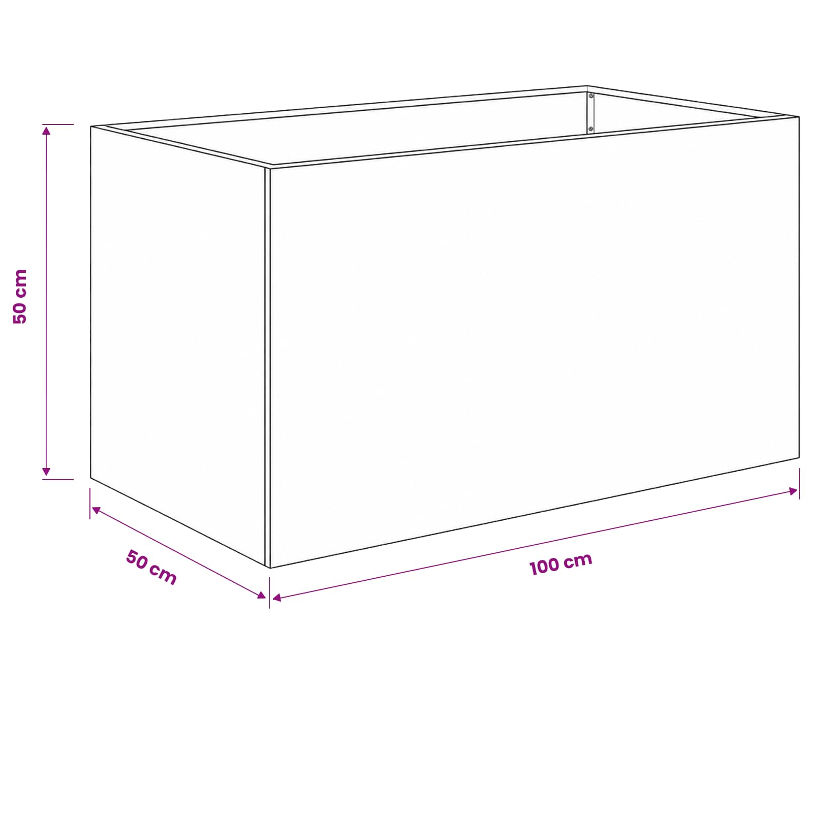 Γλάστρα Κήπου Μαύρο 100 x 50 x 50 cm Ψυχρής έλασης χάλυβας - Pakobazaar