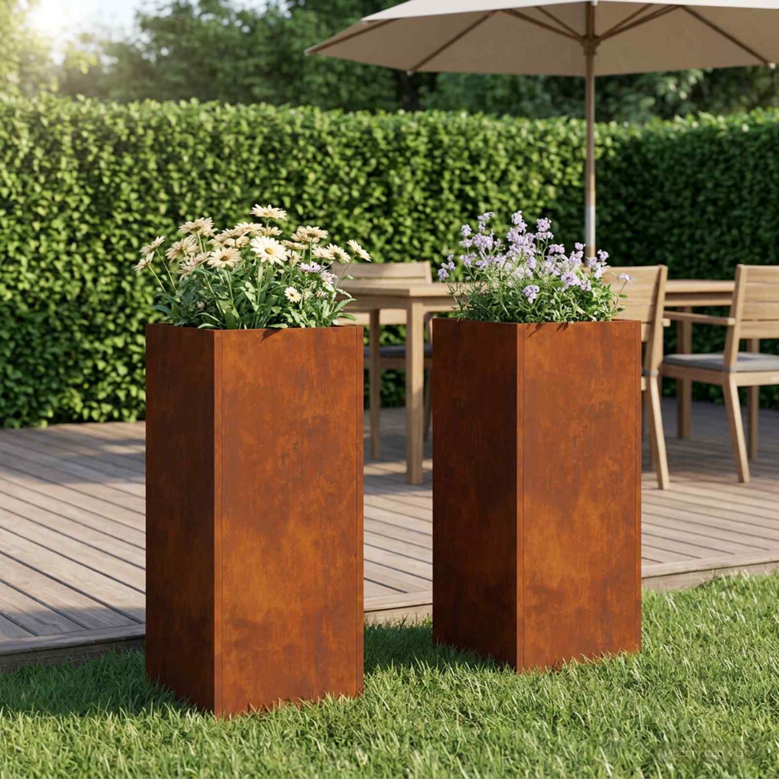 Γλάστρα Κήπου 2 τμχ. Σκ rusty 20 x 20 x 40 εκ. - Pakobazaar