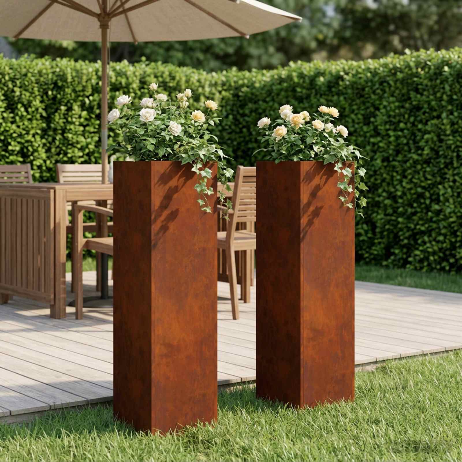 Γλάστρα Κήπου 2 τμχ. Σκ rusty 20 x 20 x 75 εκ. - Pakobazaar