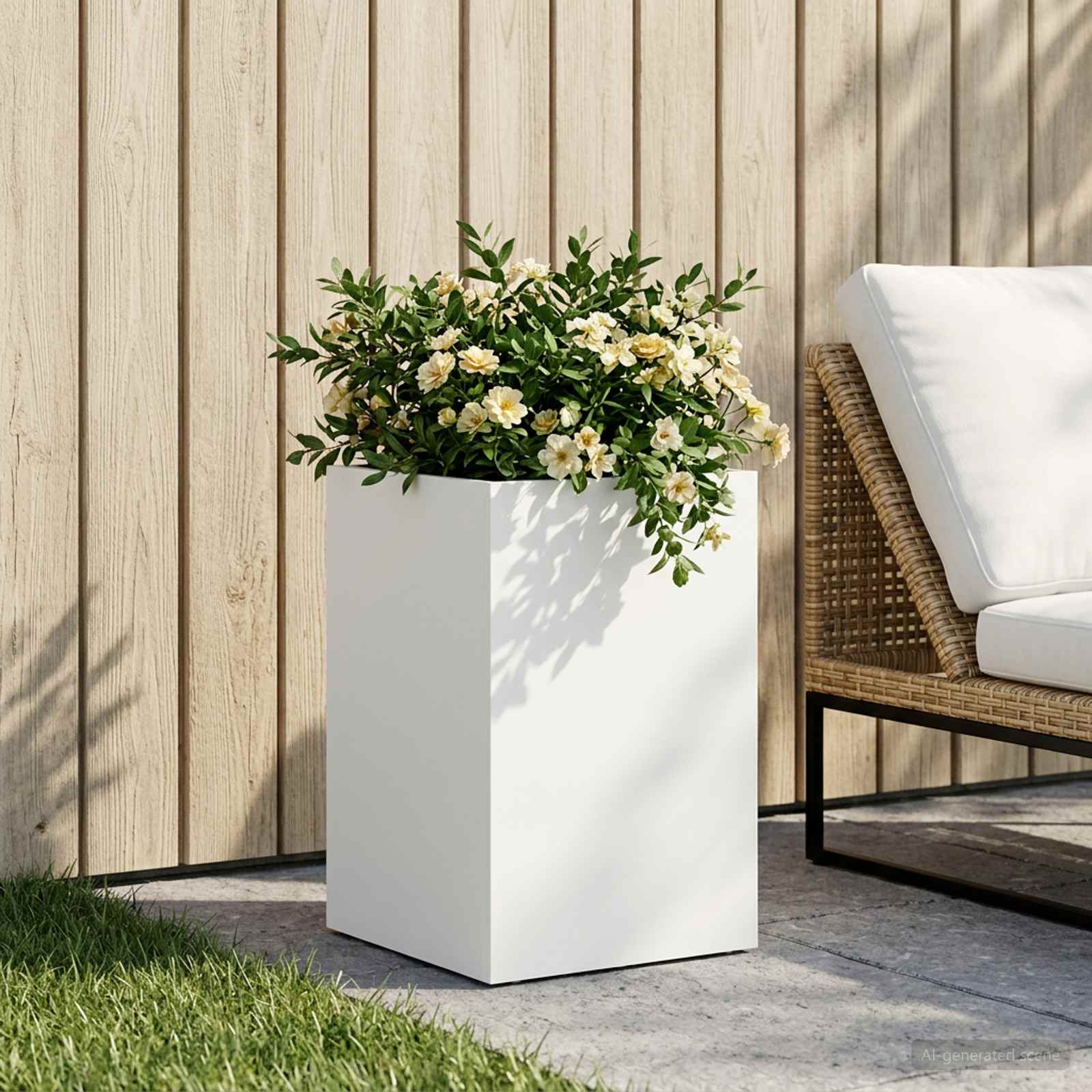 Γλάστρα Κήπου Λευκό 30 x 30 x 40 cm Ψυχρής έλασης χάλυβας - Pakobazaar