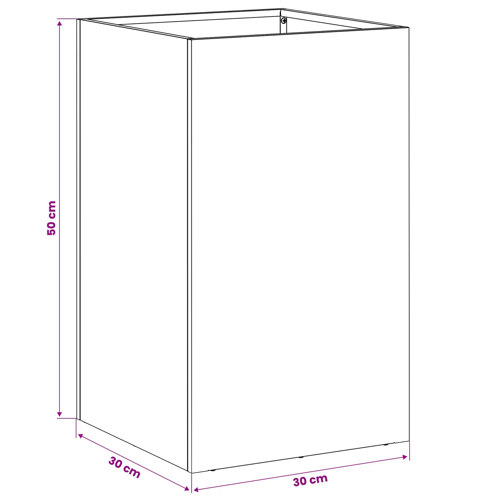 Γλάστρα Κήπου Λαδί 30 x 30 x 50 cm Ψυχρής έλασης χάλυβας