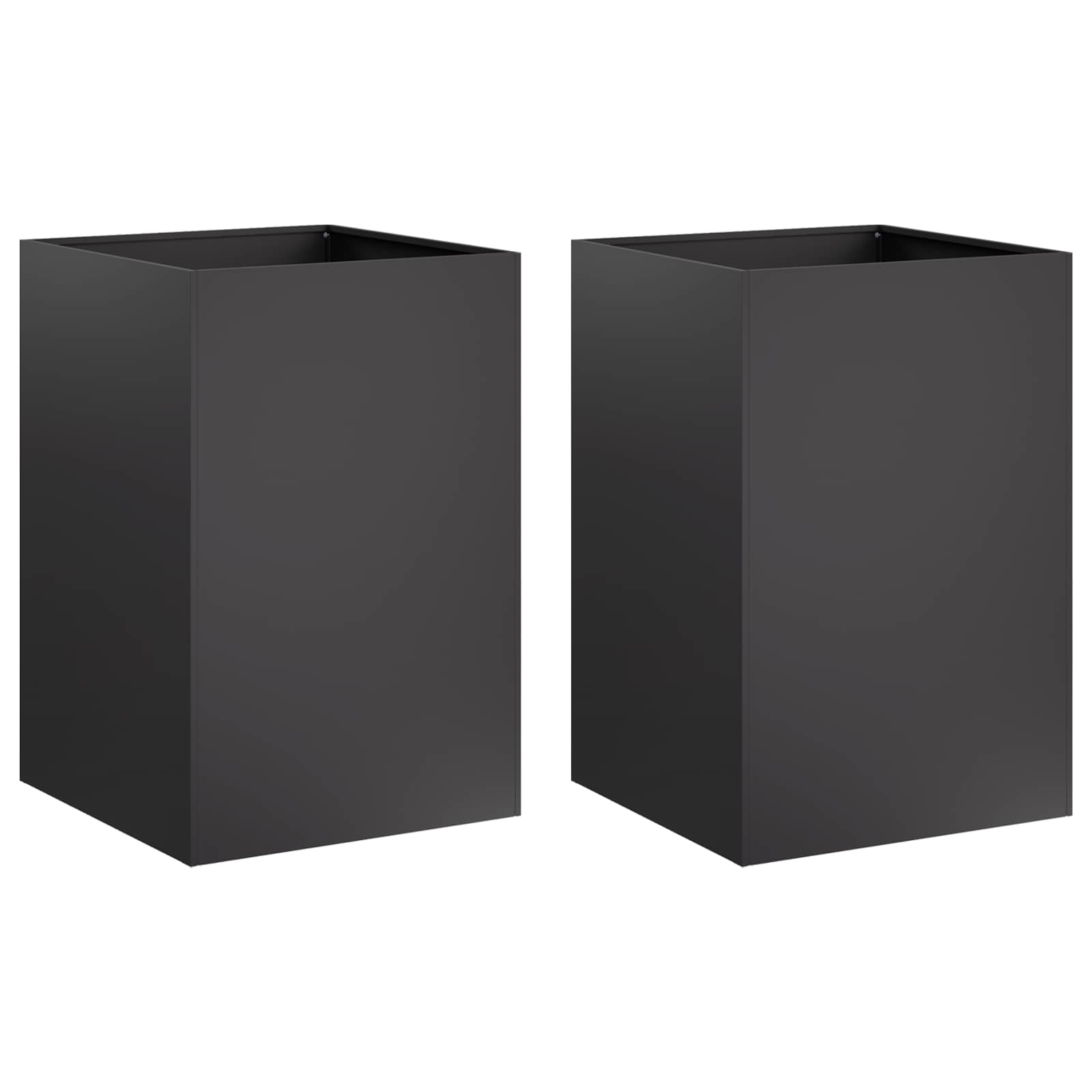 Γλάστρα Κήπου 2 τμχ. Μαύρο 40 x 40 x 75 cm