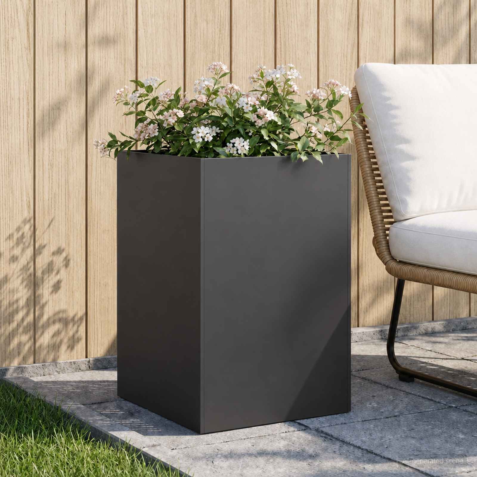 Γλάστρα Κήπου Μαύρο 50 x 50 x 75 cm Ψυχρής έλασης χάλυβας - Pakobazaar