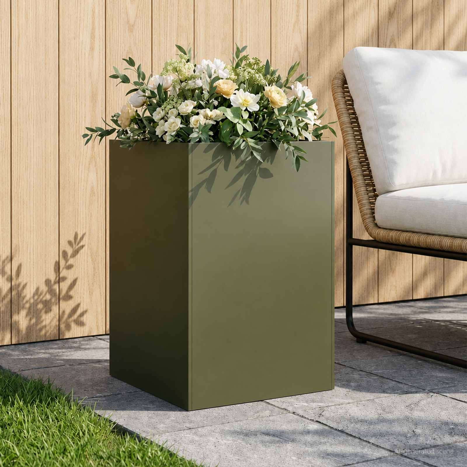 Γλάστρα Κήπου Λαδί 50 x 50 x 75 cm Ψυχρής έλασης χάλυβας