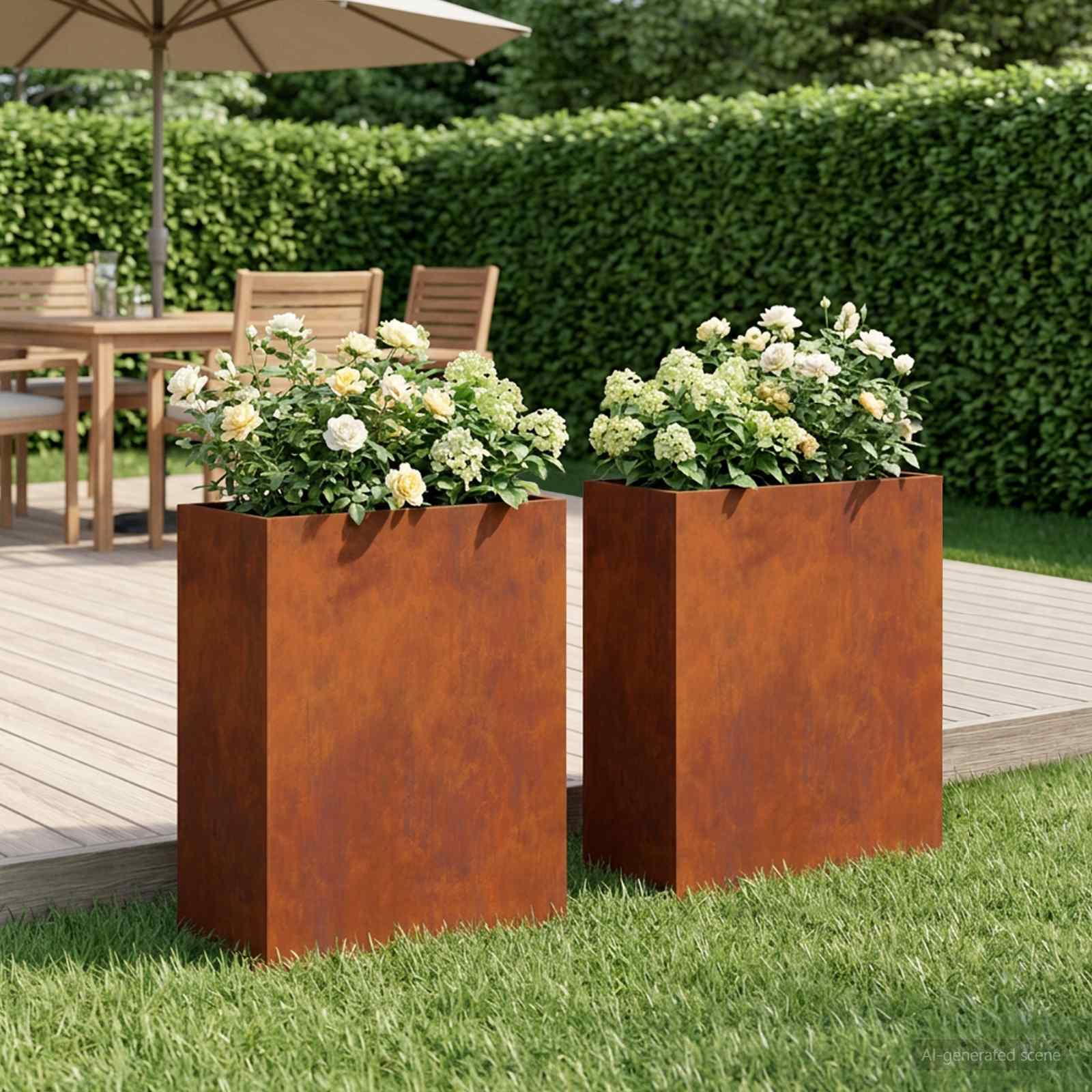 Γλάστρα Κήπου 2 τμχ. Σκ rusty 40 x 20 x 50 εκ