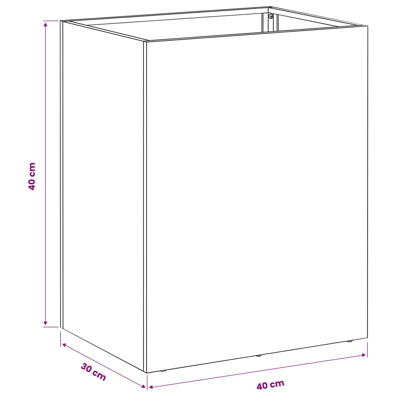 Γλάστρα Κήπου Μαύρο 40 x 30 x 40 εκ Ψυχρής έλασης χάλυβας - Pakobazaar