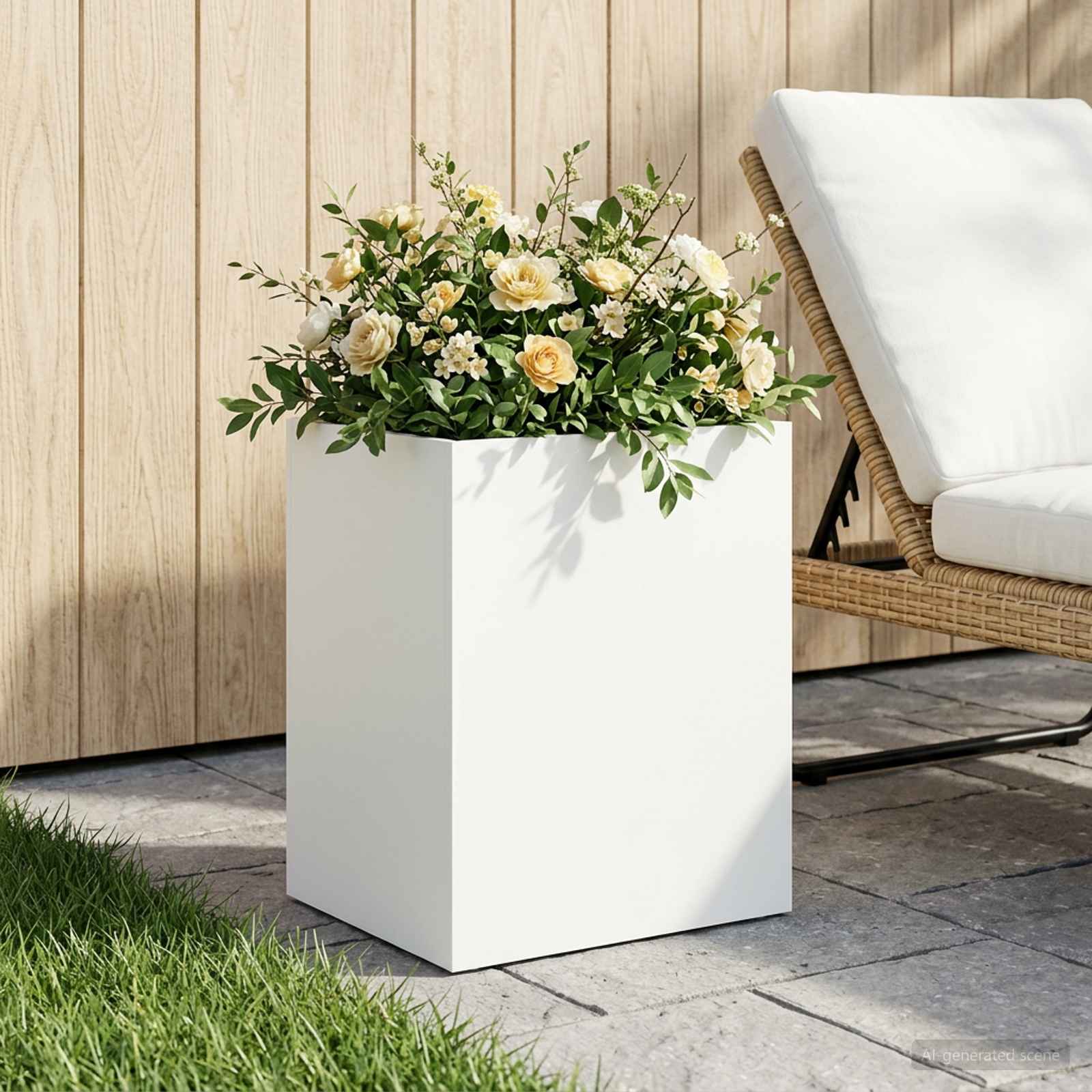 Γλάστρα Κήπου Λευκό 40 x 30 x 50 cm Ψυχρής έλασης χάλυβας - Pakobazaar