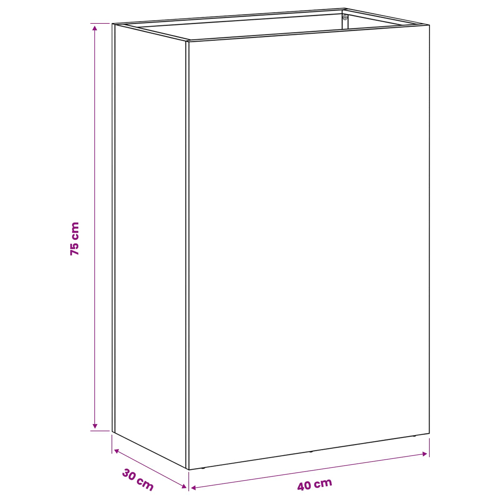 Γλάστρα Κήπου Ανθρακί 40 x 30 x 75 cm Ψυχρής έλασης χάλυβας