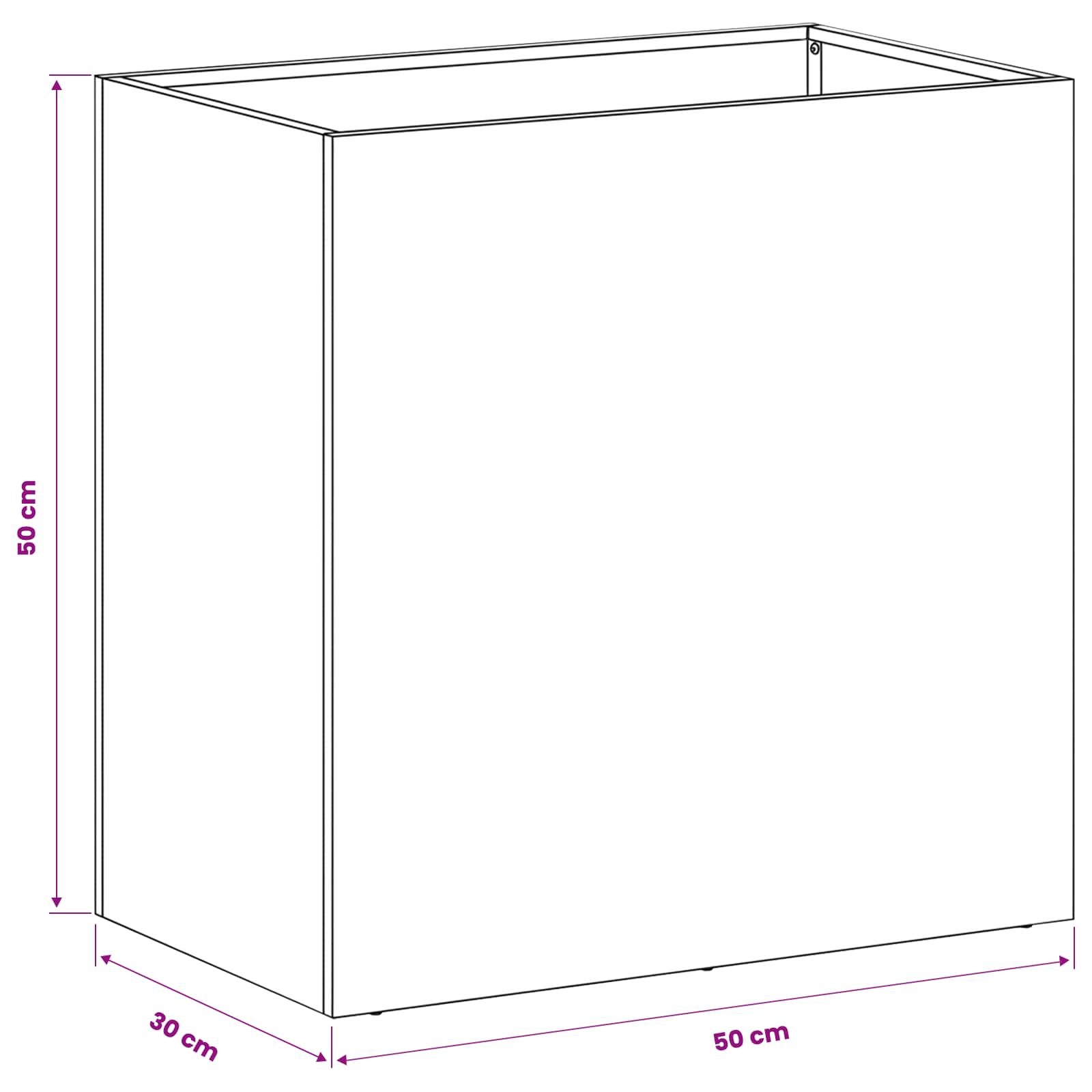 Γλάστρα Κήπου Ανθρακί 50 x 30 x 50 cm Ψυχρής έλασης χάλυβας