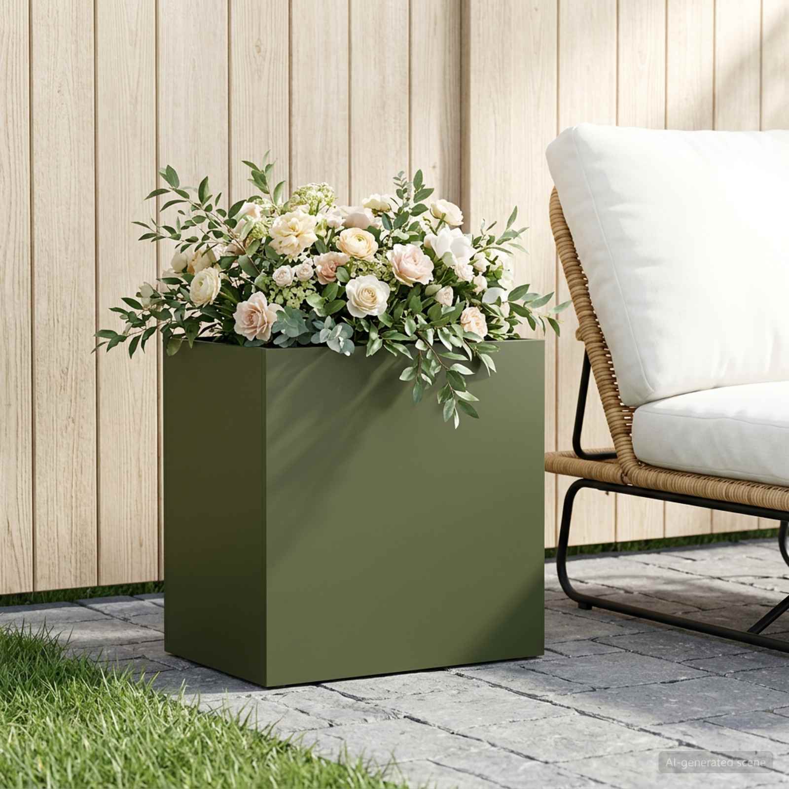 Γλάστρα Κήπου Λαδί 50 x 30 x 50 cm Ψυχρής έλασης χάλυβας