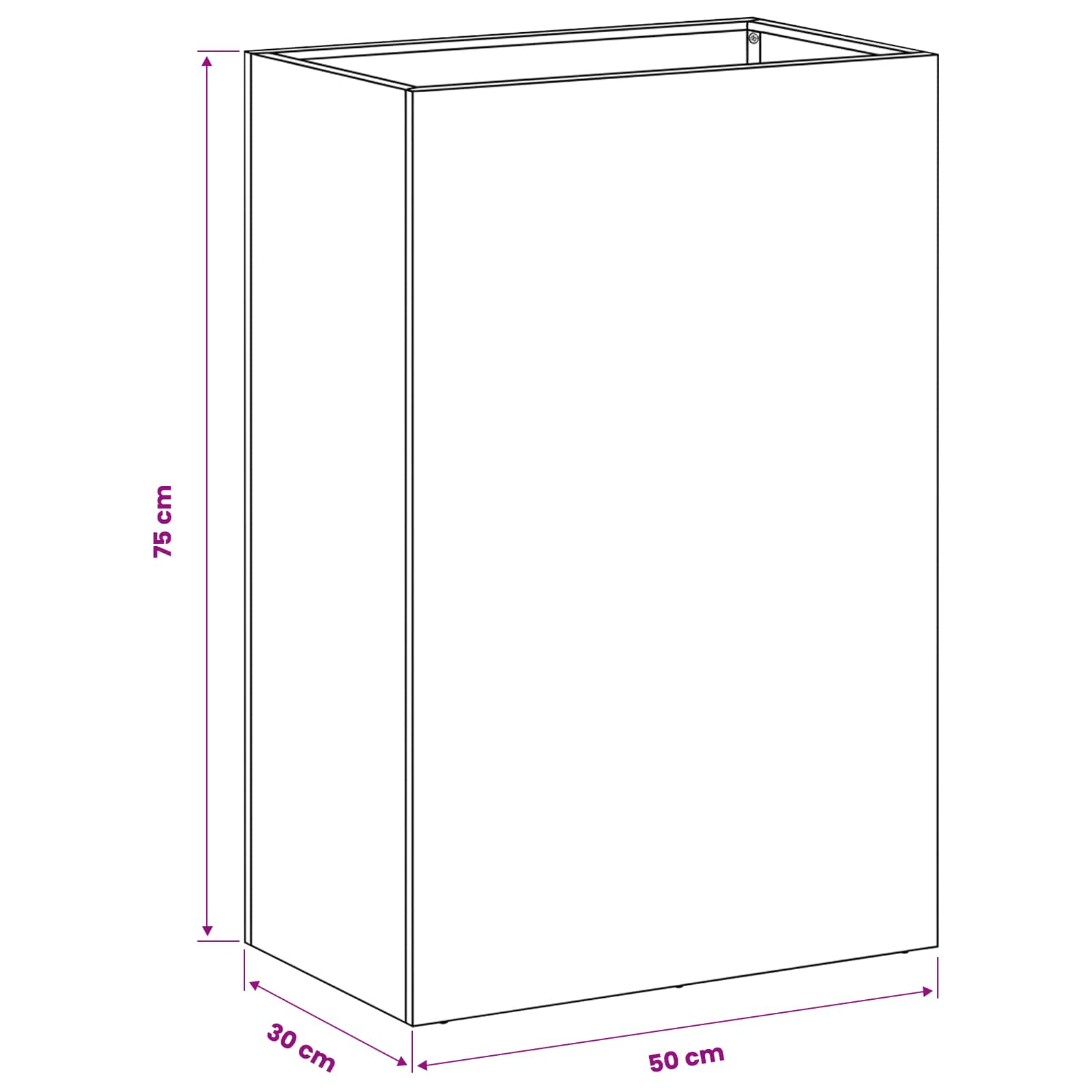 Γλάστρα Κήπου Μαύρο 50 x 30 x 75 εκ Ψυχρής έλασης χάλυβας