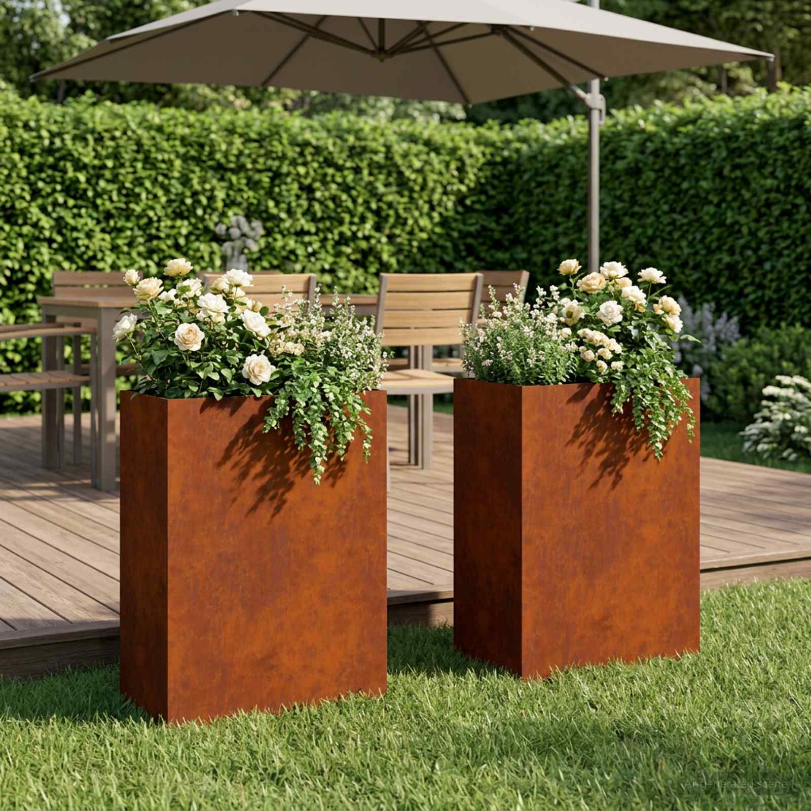 Γλάστρα Κήπου 2 τμχ. Σκ rusty 50 x 30 x 75 εκ