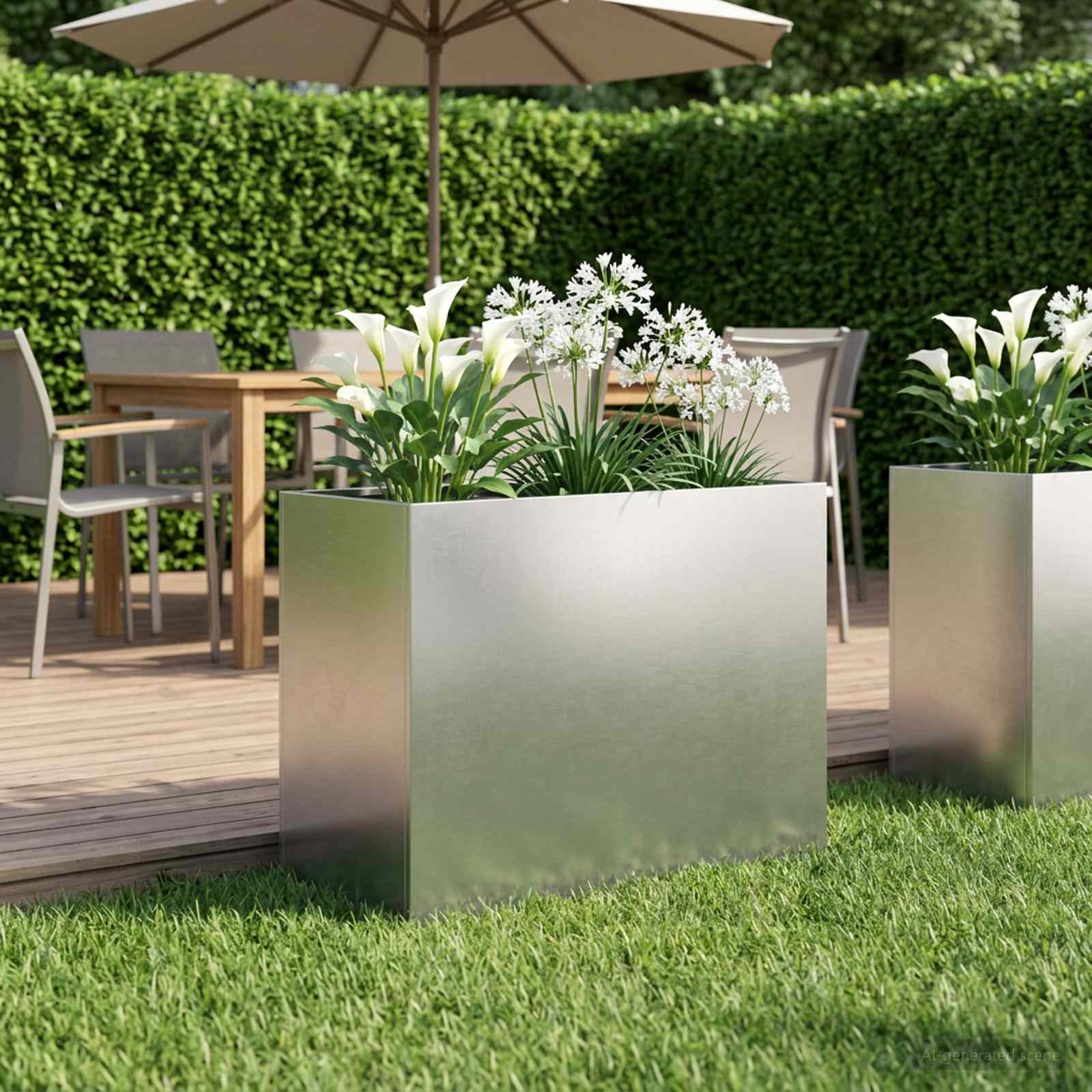 Γλάστρα Κήπου Ασημί 60 x 30 x 50 εκ. Ανοξείδωτο Ατσάλι - Pakobazaar